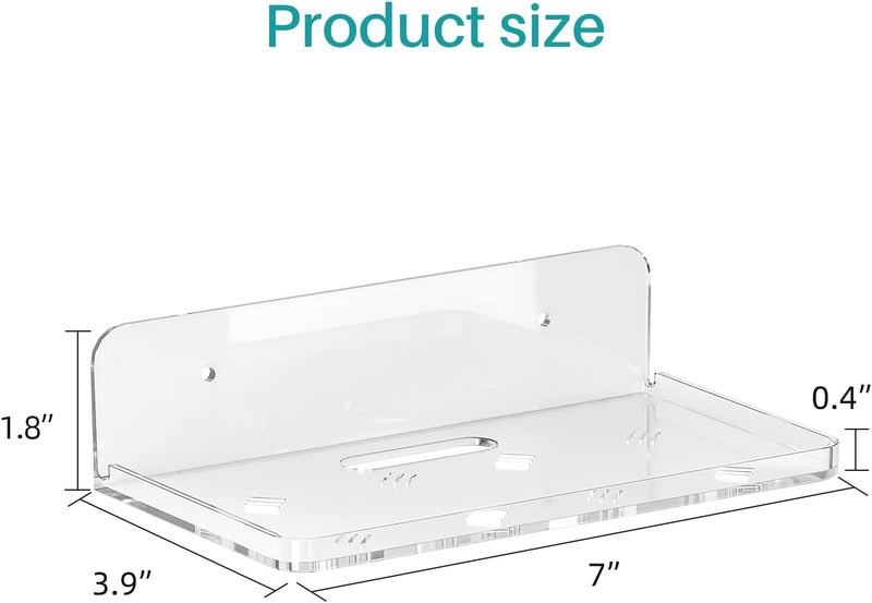 Liboer Wall Mount Floating Shelves for 2 Pcs Security Camera Shelf Mini Speaker Other Small Items in Bedroom Bathroom Kitchen Living Room Clear Mini Shelf Flexible Use for Wall Space(L) - Image 3